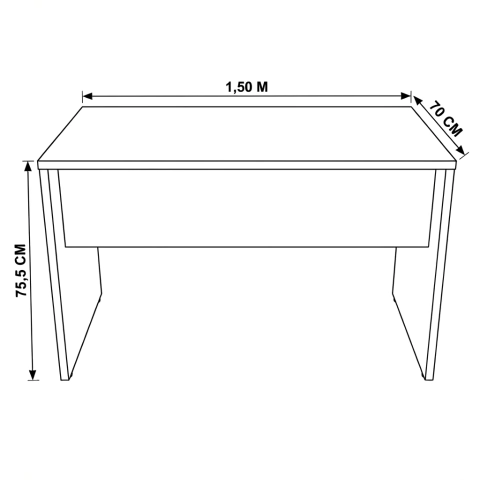 Mesa Reta 1,50 m x 70 cm - Tampo 40 mm - London Com Preto - Imagem 3