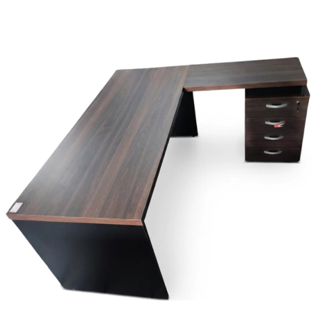 Mesa L Pé De Gaveteiro - Tampo 40 mm - 1,70 m x 1,60 m - London Com Preto - Imagem 2