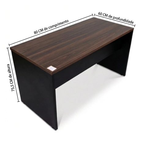 Mesa Reta 80 cm x 60 cm - Tampo 25 mm - London Com Preto - Imagem 2