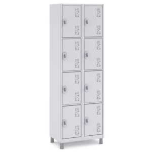Roupeiro De 8 Portas - Pitão P/ Cadeado - Cinza Cristal - Chapa 26