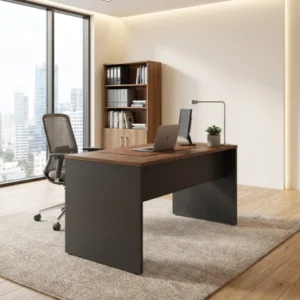 Mesa Reta 1,20 m x 60 cm - Tampo 25 mm - Nogal Com Preto