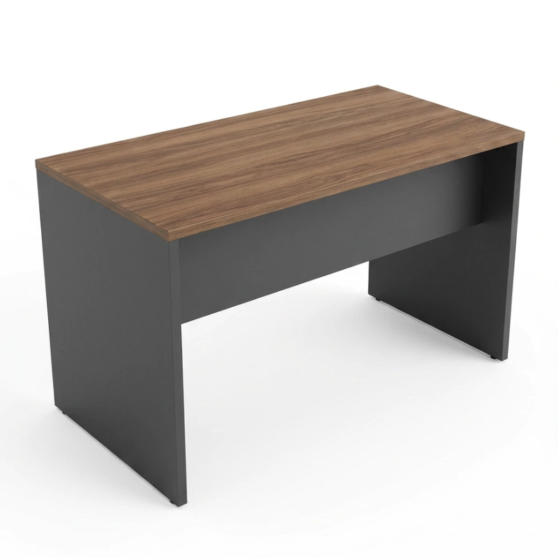 Mesa Reta 1 m x 60 cm - Tampo 25 mm - Nogal Com Preto