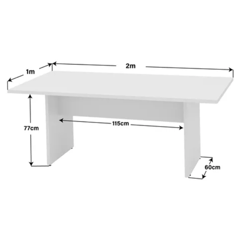 Mesa de Reunião 2 m x 1 m - 25 mm - Branco - Imagem 3