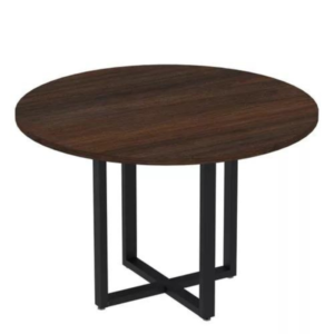 Mesa De Reunião Redonda Pé Industrial - 1,20 m - Tampo em 25 mm - London Com Preto