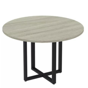 Mesa De Reunião Redonda Pé Industrial - 1,20 m - Tampo em 25 mm - Dubai Com Preto