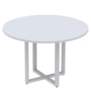 Mesa De Reunião Redonda Pé Industrial - 1,20 m - Tampo em 25 mm - Branco