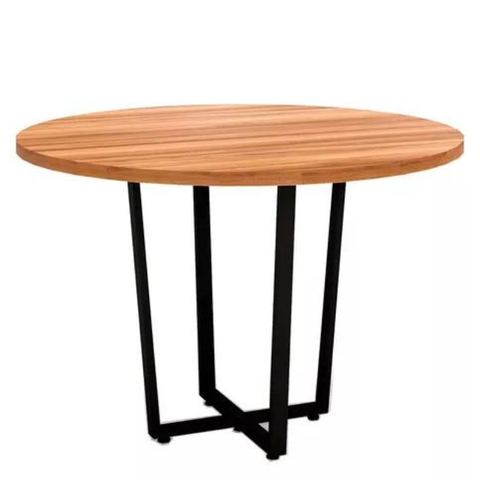 Mesa De Reunião Redonda Pé Industrial - 1,20 m - Tampo em 25 mm - Sevilha Com Preto - Imagem 2