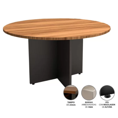 Mesa De Reunião Redonda 25 mm - 1,20 m - Sevilha Com Preto - Imagem 3
