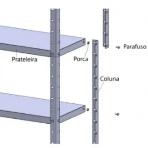 Estante De Aço 6 Prateleiras - Cinza Cristal - 1,98 m x 92 cm x 30 cm - Imagem 3