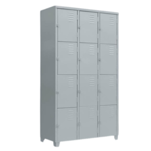 Roupeiro De 12 Portas - Pitão P/ Cadeado - Cinza Escuro - Chapa 26