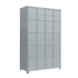 Roupeiro De 20 Portas - Pitão P/ Cadeado - Cinza Escuro - Chapa 26