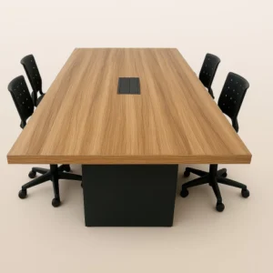 Mesa de Reunião 2 m x 1 m - 40 mm - Sevilha Com Preto - Porta Tomada -