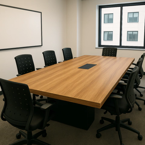 Mesa de Reunião 2 m x 1 m - 40 mm - Sevilha Com Preto - Porta Tomada - - Imagem 2