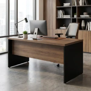 Mesa Reta 1,70 m x 70 cm - Tampo 40 mm - Nogal Com Preto