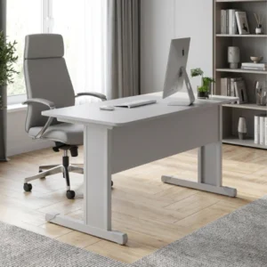 Mesa Reta Pé De Aço 1,20 m x 60 cm - 15 mm - Cinza Cristal