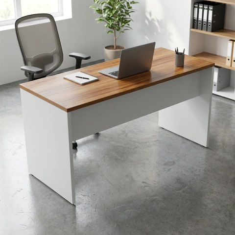 Mesa Reta 1,50 m x 60 cm - Tampo 25 mm - Sevilha Com Branco