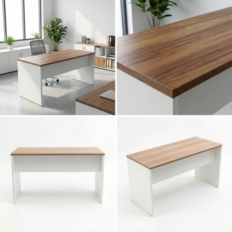 Mesa Reta 1,50 m x 60 cm - Tampo 25 mm - Sevilha Com Branco - Imagem 2