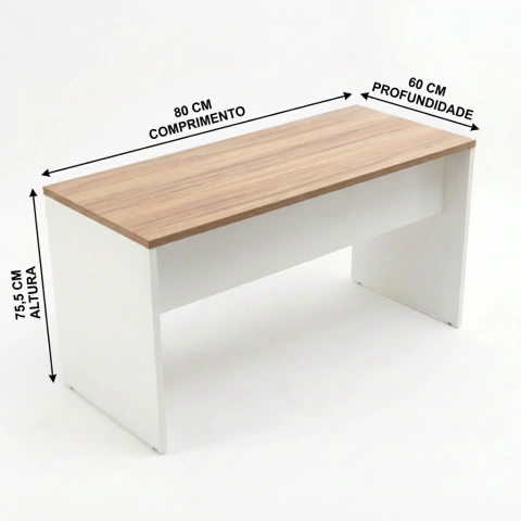 Mesa Reta 80 cm x 60 cm - Tampo 25 mm - Sevilha Com Branco - Imagem 4