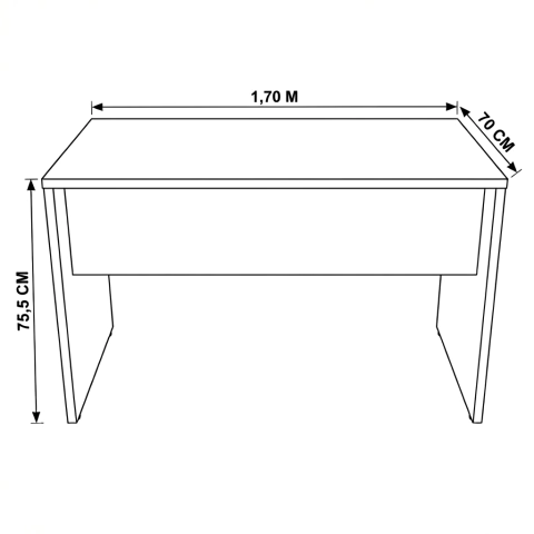 Mesa Reta 1,70 m x 70 cm - Tampo 40 mm - Sevilha Com Preto - Imagem 3