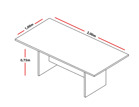 Mesa de Reunião 2 m x 1 m - 25 mm - Branco - Imagem 4