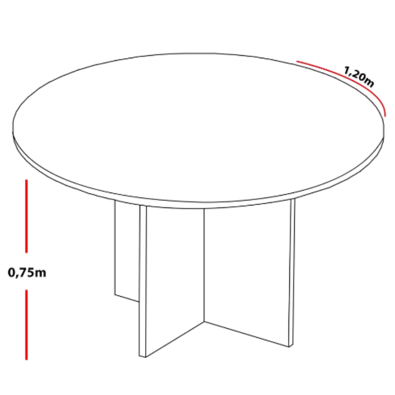 Mesa De Reunião Redonda 25 mm - 1,20 m - Sevilha Com Branco - Imagem 7