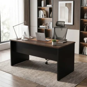 Mesa Reta 1,50 m x 60 cm - Tampo 25 mm - London Com Preto